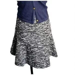Aqua Women's Black & White Poly/Spandex Abstract Knit Flared Skirt